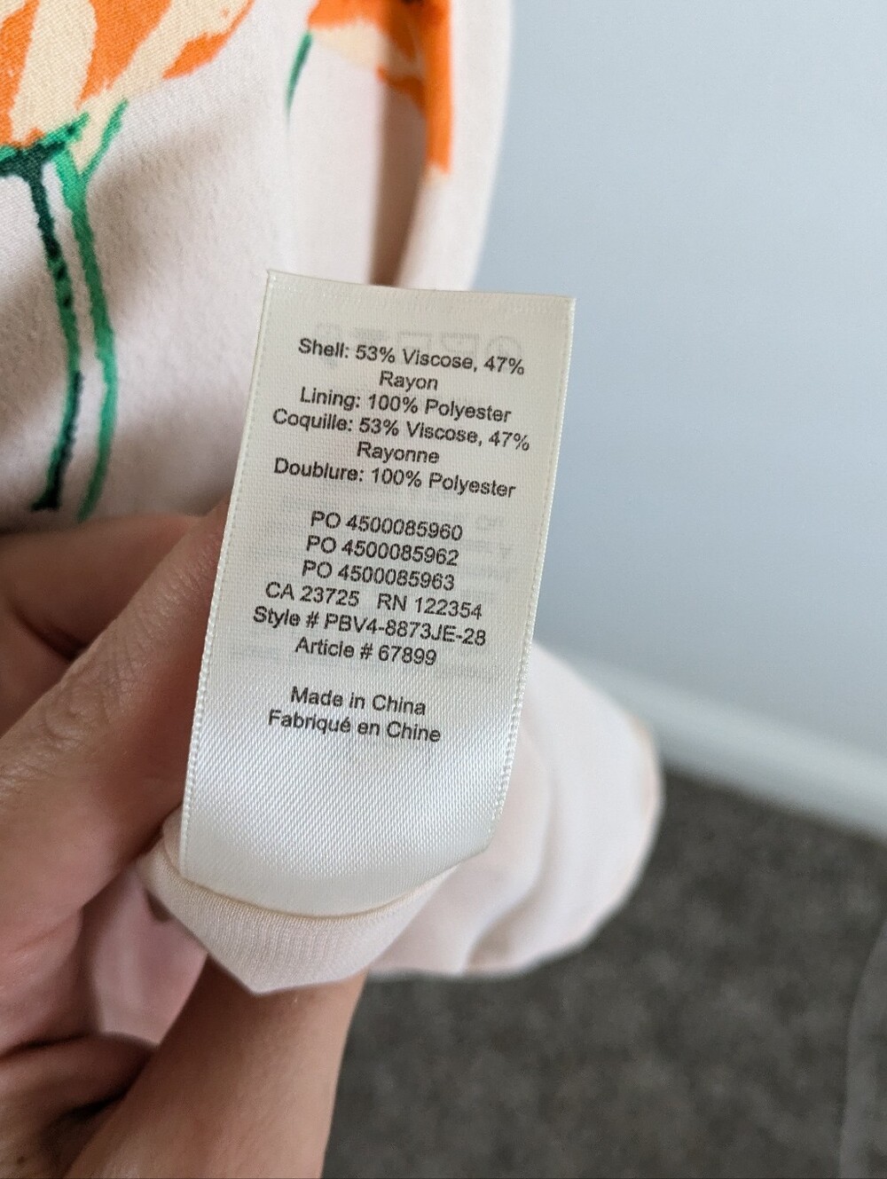 Aritzia Wilfred Floral Back-Tie Midi Dress in Cream and Orange - Picture 4 of 7